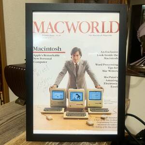 ビンテージ スティーブ・ジョブズ 写真 額入り ポスター Apple Computer アップル コンピューター Mac ロゴ 非売品 Think Different