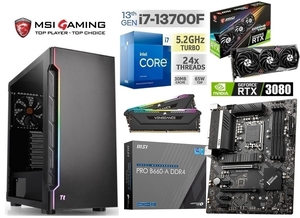 ★第13世代 intel i7-13700F/RTX3080/B660/DDR4 16GB/M.2SSD 500GB/850W/Win11 Pro/Office2021 Pro