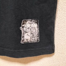 ☆STUSSY ヘンリーネック コットン Tシャツ 半袖 トップス カットソー 黒 ブラック プルオーバー ステューシー ブランド古着 USED_画像4