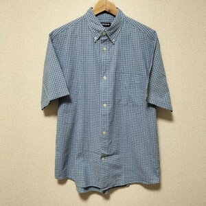 美品★90-00s OLD UNIQLO 紺タグ 旧タグ コットン シャツ チェック柄 メンズ L 半袖 オールド ビンテージ ユニクロ ブランド古着 USED