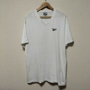 ★Reebok Tシャツ シングルステッチ 刺繍ロゴ 無地 白 ワンポイント トップス カットソー メンズ LL XL 半袖 リーボック ブランド古着 USED