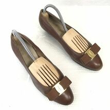 サルヴァトーレフェラガモ★リボンパンプス【6.5C/23.0-23.5/茶/BROWN】レザー/靴/sandal/Shoes/pumps◆pQ-528_画像2