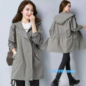  trench coat lady's long coat spring coat with a hood . spring autumn coat tops outer commuting put on .. stylish M~5XL/ZW6