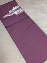 QM275 和装 着物 絹素材 名古屋帯/紫色 花柄_画像3