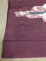 QM275 和装 着物 絹素材 名古屋帯/紫色 花柄_画像2