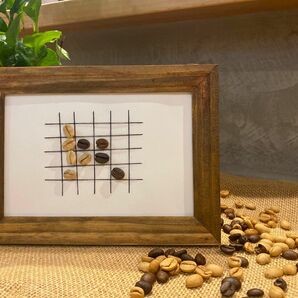 珈琲豆 糸 コーヒー豆アート インテリア 写真立て はがきサイズ