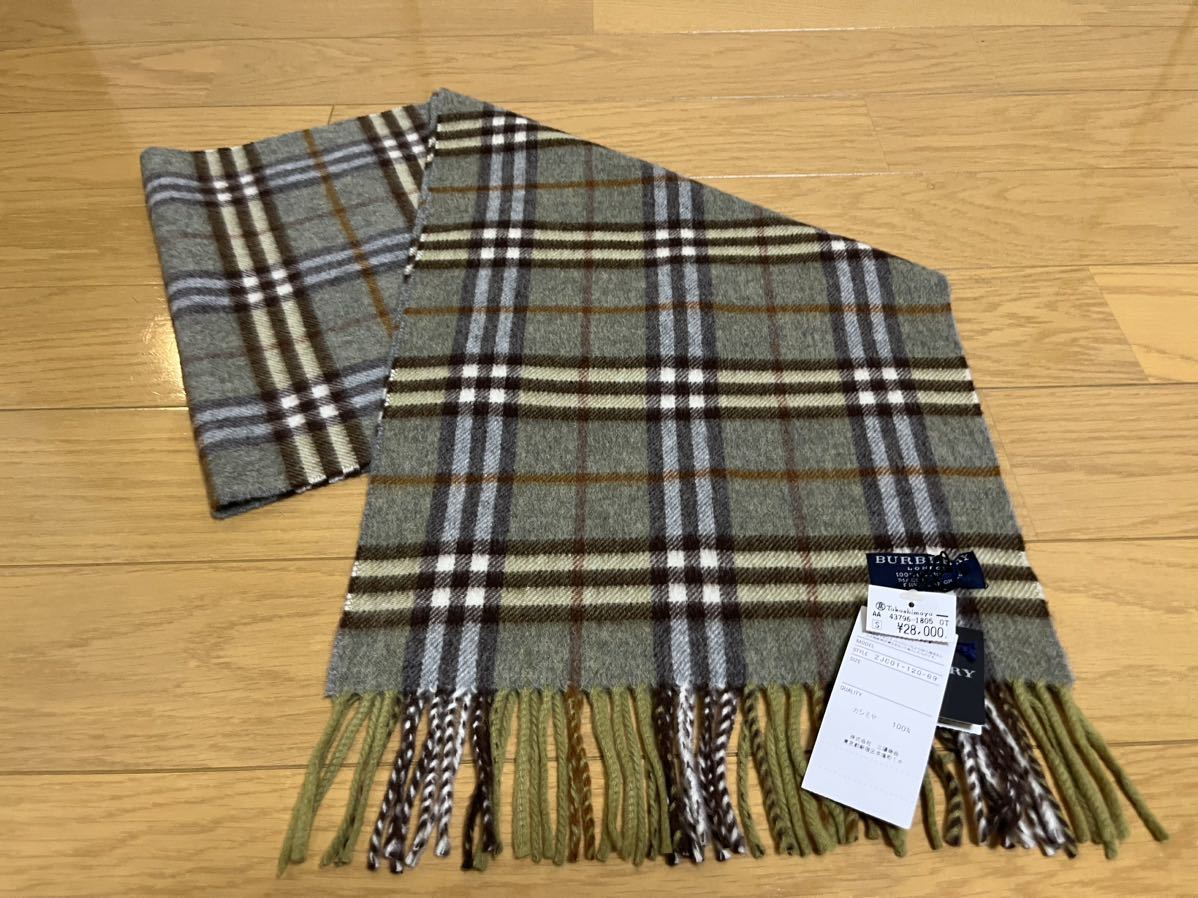 BURBERRY バーバリー マフラー カシミア100％ タグ付き未使用品 濃紺