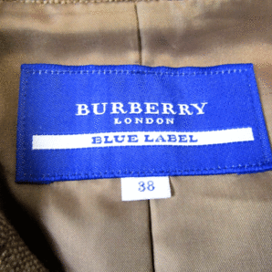 BURBERRY LONDON バーバリー BLUE LABEL ブルーレーベル ウール ジャケット テーラード ブラウン ネップ レディース 38の画像5