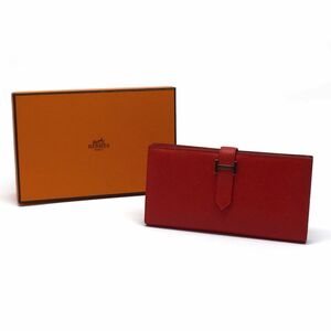 tu171s エルメス HERMES ベアンスフレ　ロングウォレット　長財布　C刻印　ヴォーエプソン　※中古 【津山店】