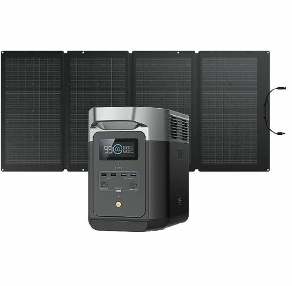 EcoFlow DELTA2 1024Wh ポータブル電源長６倍寿命AC出1.5k /ＤＣ1kw + 220Wソーラーパネルセット