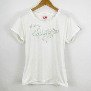 プーマ Tシャツ 半袖 ストレッチ 大きいサイズ ロゴプリント トップス スポーツウエア 白 レディース Oサイズ オフホワイト PUMA