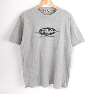 フィラ 半袖Tシャツ プリントT クルーネック トップス スポーツウエア 大きいサイズ 日本製 コットン100% メンズ XLサイズ グレー FILA