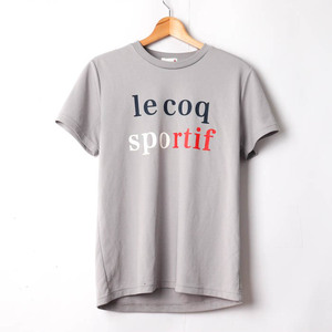 ルコックスポルティフ 半袖Tシャツ ロゴプリントT クルーネック トップス スポーツウエア メンズ Mサイズ グレー le coq sportif