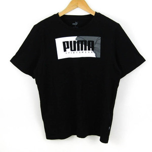 プーマ 半袖Tシャツ クルーネック プリントT ロゴ トップス スポーツウエア コットン100% メンズ Mサイズ ブラック PUMA