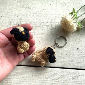 オリジナル キーホルダー ペット 編みぐるみ ハンドメイド パグ ばぐ 犬 