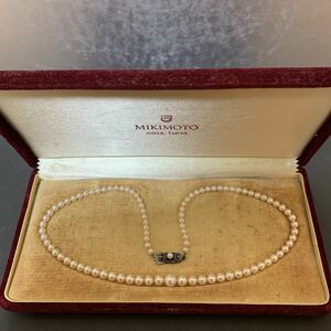 MIKIMOTO Mikimoto pearl necklace 4-8mm gradation necklace pearl necklace case attaching 