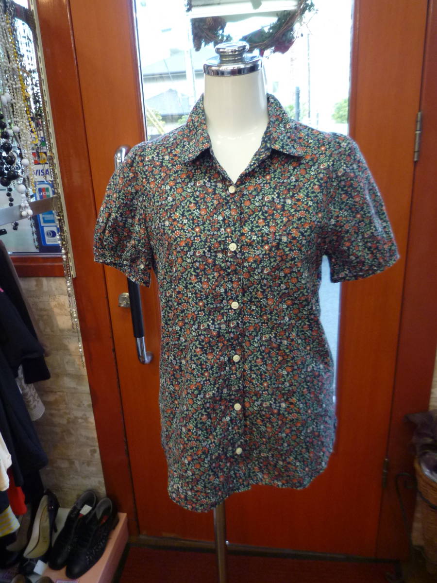 【0914-6】JEANASIS 小花 半袖シャツ　サイズＦ