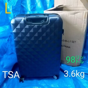 美品 大型軽量スーツケース Ｌサイズ 容量98L TSAロック プリズム 重さ約3.6kg 静音 ダブルキャスター 約幅51×奥行32×高さ75cm