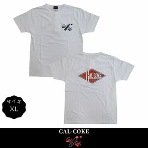 カルコーク Tシャツ カットソー メンズ CAL-COKEヘンリーネックTシャツ ホワイト サイズXL ロックンロール ロカビリー ロック