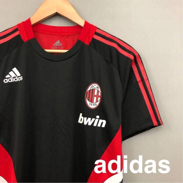 【美品 良品】アディダス adidas フォーモーション イタリア セリエA ACミラン 練習着 ドライ Tシャツ ブラック メンズ Sサイズ ∬☆