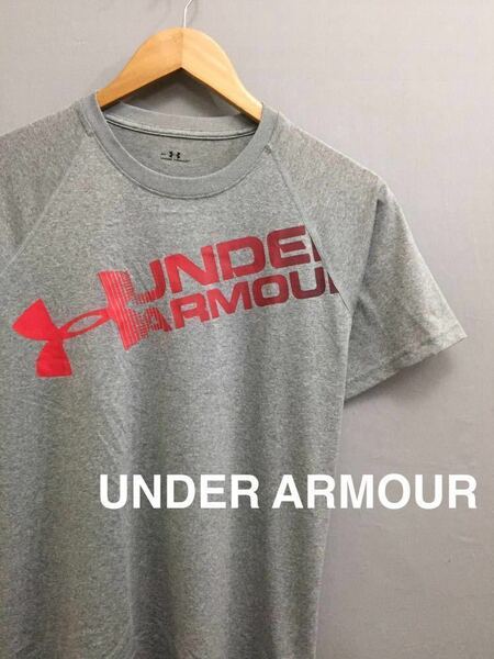 アンダーアーマー UNDER ARMOUR 半袖 Ｔシャツ 丸首 グレー メンズ S Mサイズ ～○