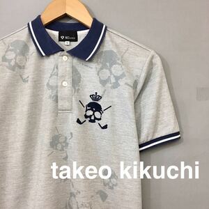  Takeo Kikuchi TAKEO KIKUCHI Golf wear polo-shirt deer. . short sleeves Skull gray men's for man M size ♭^