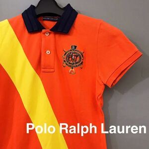 [ beautiful goods * superior article ] Polo Ralph Lauren PoloRalphLauren deer. . polo-shirt big po knee skinny short sleeves half button lady's M size ♭*
