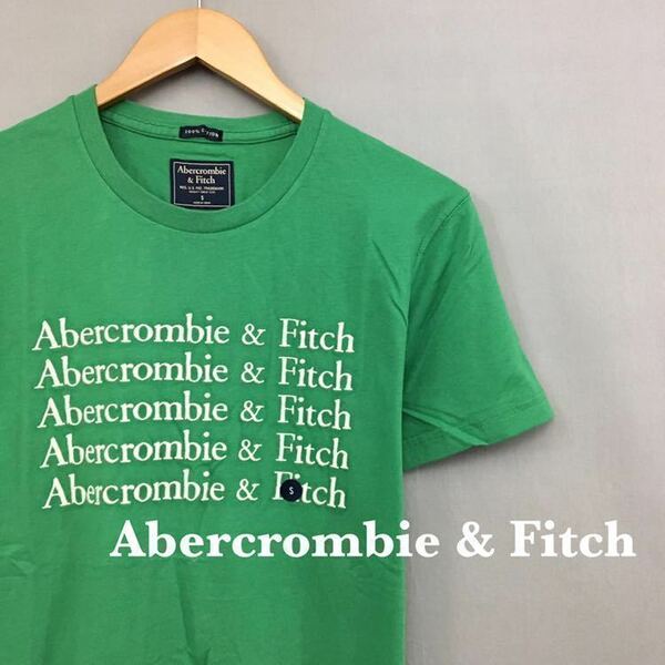 【新品未使用】【タグ付き】アバクロンビーアンドフィッチ Abercrombie & Fitch 半袖 Tシャツ 刺繍 ロゴ グリーン メンズ Sサイズ ♭△