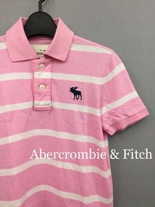  Abercrombie and Fitch Abercrombie & Fitch A&Fhe radio-controller ka polo-shirt short sleeves border Kids child M size mousse Logo pink Logo 