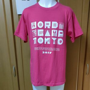 ワードキャンプ半袖ＴシャツS/M　ピンクは非売品スタッフ用です　WordCamp TOKYO2017　開発/幾何学模様が文字に　