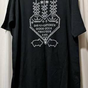 タグ付き未使用 drug store's ドラッグストアーズ 半袖トップス/チュニック Tシャツ 黒 丸首 綿100% 着丈78 身幅60 大きい ゆったり F 4L近の画像1