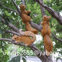 木に登るリス ３個セット ガーデンオーナメント 庭園置物 庭飾り屋外アクセント小物オーナメント雑貨 装飾品 庭用置物ガーデンアクセント_画像1