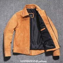 人気推薦★革ジャン レザージャケット メンズ 本革 バイク ライダース 牛革 スエード シングル スリムタイプ　S~4XL サイズ選べる_画像3