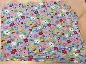 裏付ランチョンマット ハンドメイド 　35x45 4枚組 鳥＆花柄　水色