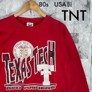 80s USA製 TNT テキサス大学 スウェット トレーナー カレッジロゴ ビッグロゴ ベースボール サイズ L 玉FL3080