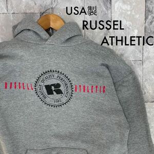 USA製 RUSSELATHLETIC ラッセルアスレチック スウェット トレーナー パーカー フード ビッグロゴ サイズL 玉FL3103