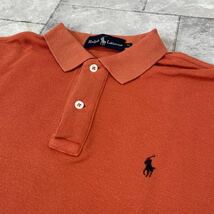 90s Ralph Lauren ラルフローレン Y2K ポロシャツ 半袖 刺繍ロゴ ポニー オレンジ レディース サイズM 玉FL3033_画像2
