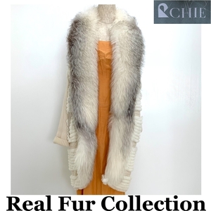 FOX ブランドCHIE　毛皮コート カラーフォックス レッキス カシミヤ 本物毛皮 realfur リアルファー 着丈97cm 裾周囲120cm club藤(N269)