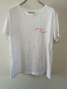 ZARA Zara short sleeves T-shirt Logo print white size M lady's 
