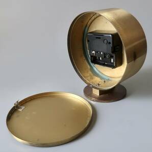 【作動品】オールドHOWARD MILLER ブラスシェルと黒い文字盤のデスククロック 西ドイツ製/ビンテージハワードミラー時計ミッドセンチュリーの画像8