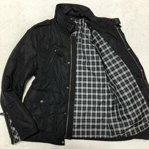 極美品 バーバリーブラックレーベル ライダース調 ジップアップジャケット 中綿入り M ノバチェック BURBERRYBLACKLABEL アウター ブルゾン