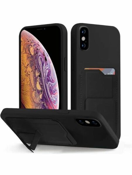 Q-62 iPhoneXS/iPhoneX 用 ケース スタンド機能付き 耐衝撃 携帯 カバー カードホルダーケース 軽量 薄型 擦り傷防止 全面保護 背面 ベル