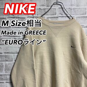 レアユーロスウェット★NIKE ギリシャ製 スウェット 刺繍ロゴ ワンポイントロゴ Swoosh ユーロモノ ヨーロッパ 古着