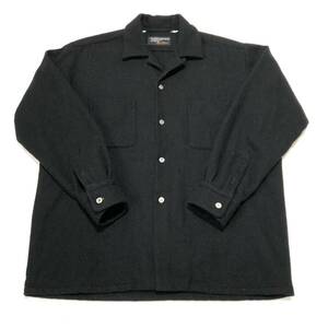 ウールシャツ ブラック ボックスシャツ オープンカラー Wool Black / レーヨン オンブレ 長袖シャツ