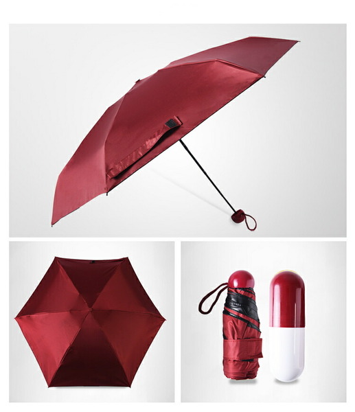 日傘 雨傘 【ワインレッド】晴雨兼用 折りたたみ傘 完全遮光 UV レディース 紫外線 遮蔽 軽量 撥水 カプセル カラー コンパクト 送料無料 