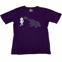 新品正規60％OFF PPFM ピーピーエフエム Tシャツ Mサイズ パンクマ 紫 熊 フロッキープリント i17-yb_画像1