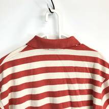 90s USA製 ラルフローレン Ralph Lauren 半袖 ポロシャツ Lサイズ ボーダー ホワイト レッド系_画像5