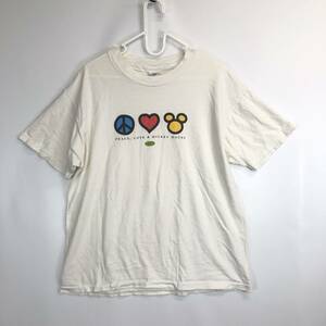 90s USA製 ディズニー DISNEY 公式 半袖Tシャツ ホワイト Lサイズ シングルステッチ