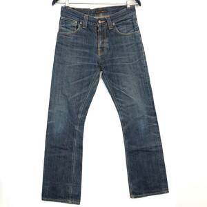 イタリア製 Nudie Jeans ヌーディージーンズ ボタンフライ セルビッジデニムパンツ 裾チェーン サイズ不明