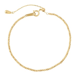 K18YG yellow gold bracele ball chain breath adjuster 13cm~17cm thickness 1.3mm Kirakira simple chain bracele 